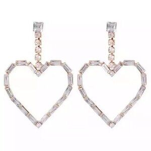 (NEW) HEART Earrings with Crystals in Alloy Gold Color